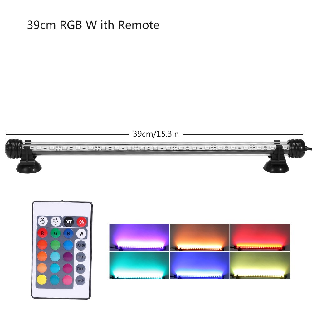 LED Aquarium Fish Tank Light Waterproof Bubble Pump Bar Light 19/29/39/49CM Underwater Aquarium Lamp Aquariums Decor Lighting EU: RGB 39cm