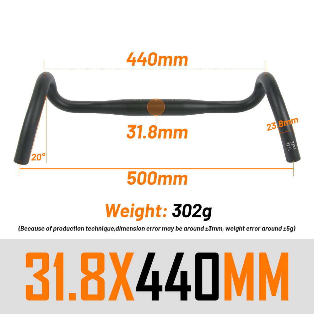 UNO Ultralight Road Bicycle flared bar Outer Bar Bicycle Handle 31.8400/420/440/460mm Racing Gravel Bike Handlebar: 31.8x440MM