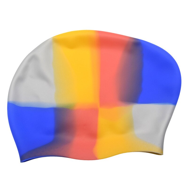 Swim Pool Used Water Sports Woman Long Hair Silicone Rainbow Swimming Cap: Rainbow