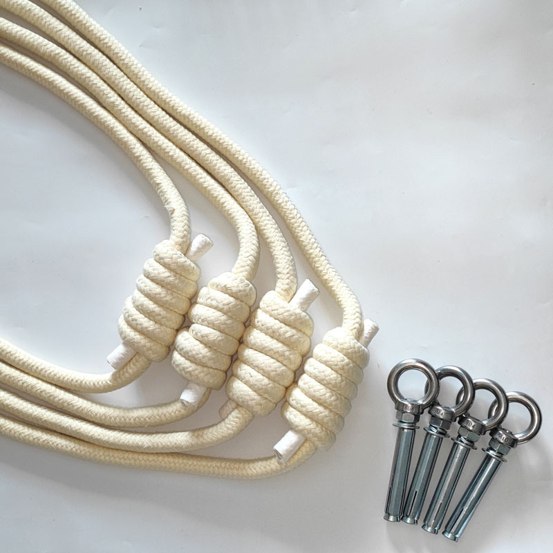 4-teiliges Yoga-Seil zum Aufhängen an der Wand, Iyengar Yoga-Gürtel, Anti-Schwerkraft-Yoga-Sling, Inversion-Übungen mit Dehnschrauben und Ringen: Beige