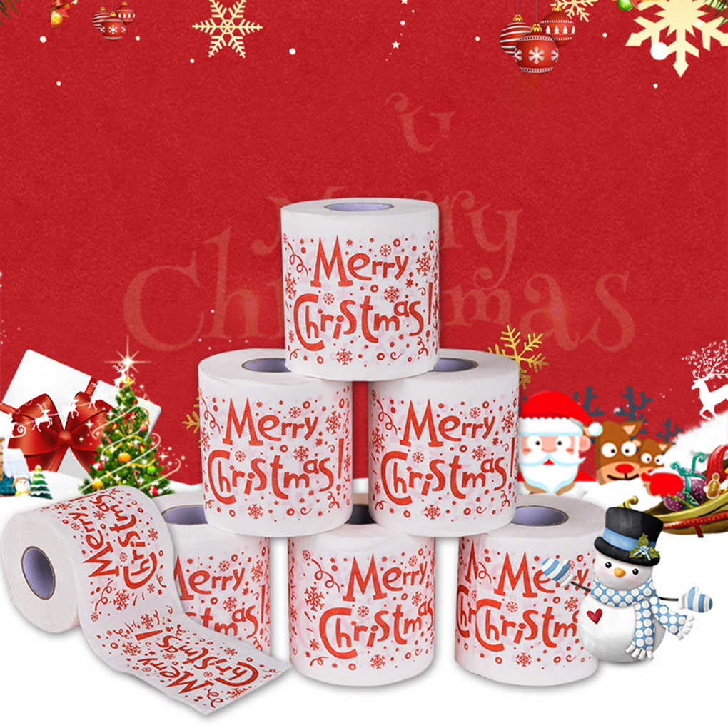 Wood Pulp Toilet Roll Paper Home Santa Claus Bath Toilet Roll Paper Christmas Supplies Xmas Decor Tissue Roll
