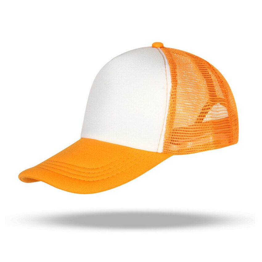 Snapback ajustable para hombres y mujeres, sombreros para hombres y mujeres, gorra de béisbol de malla Lisa informal, ropa de calle, sombrero de papá, gorra de camionero de Hip Hop: Orange White