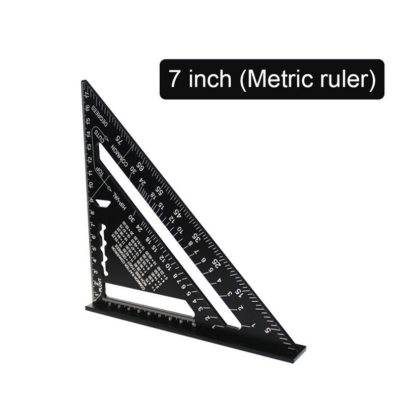 7 "Grote Vierkante Aluminium Hoek Meten Snelheid Dikker Meten Heerser Mijter Voor Timmerman Houtbewerking: Metric 7inch black