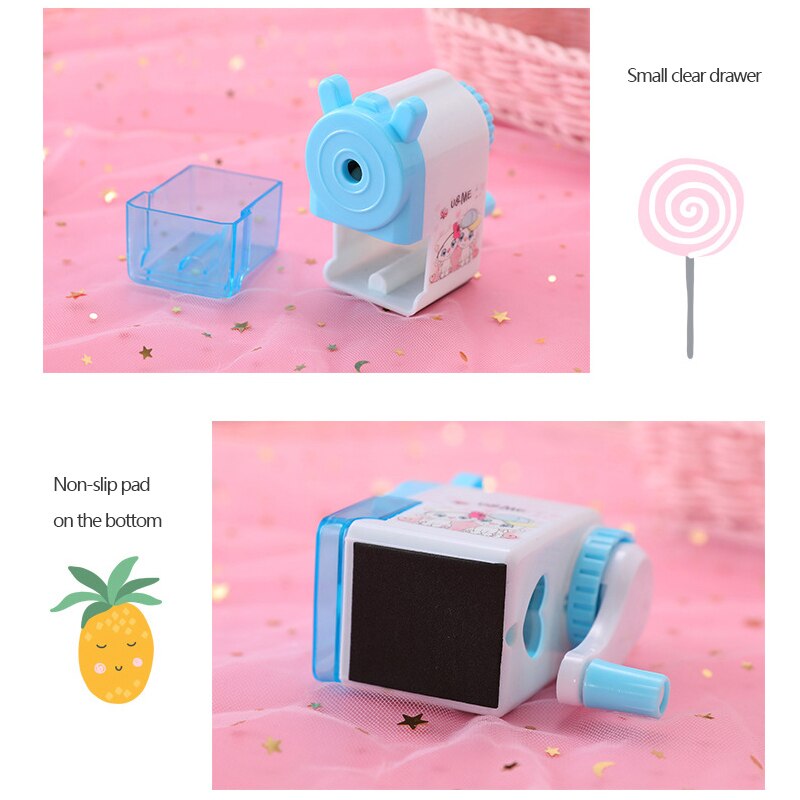 Sacapuntas de mano Kawaii, papelería para material escolar