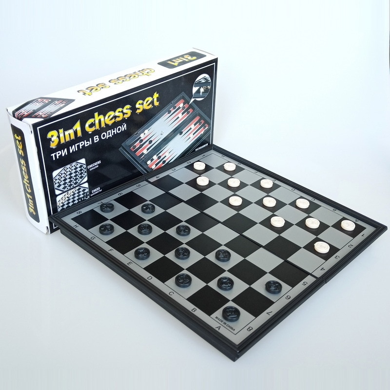 Jeu de dames magnétiques 3 en 1 pliable et portable,jouets de société, échecs internationaux,