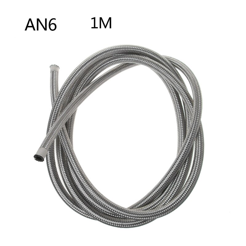 1M Stainless Steel Braided Brake Gas Oil Fuel Line Hose AN4 AN6 AN8 AN10 E7CA: AN6 1M