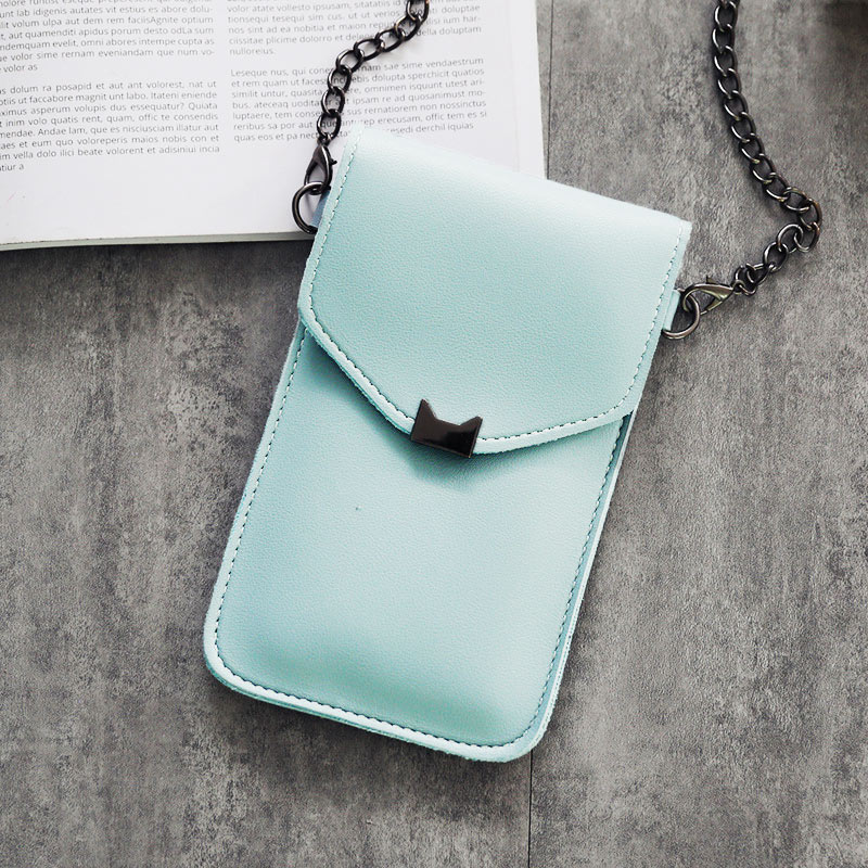 Leehur bolsa de ombro para celular, corrente de telefone móvel transparente com tela touch para iphone 11 xs xr bolsa samsung: Azul