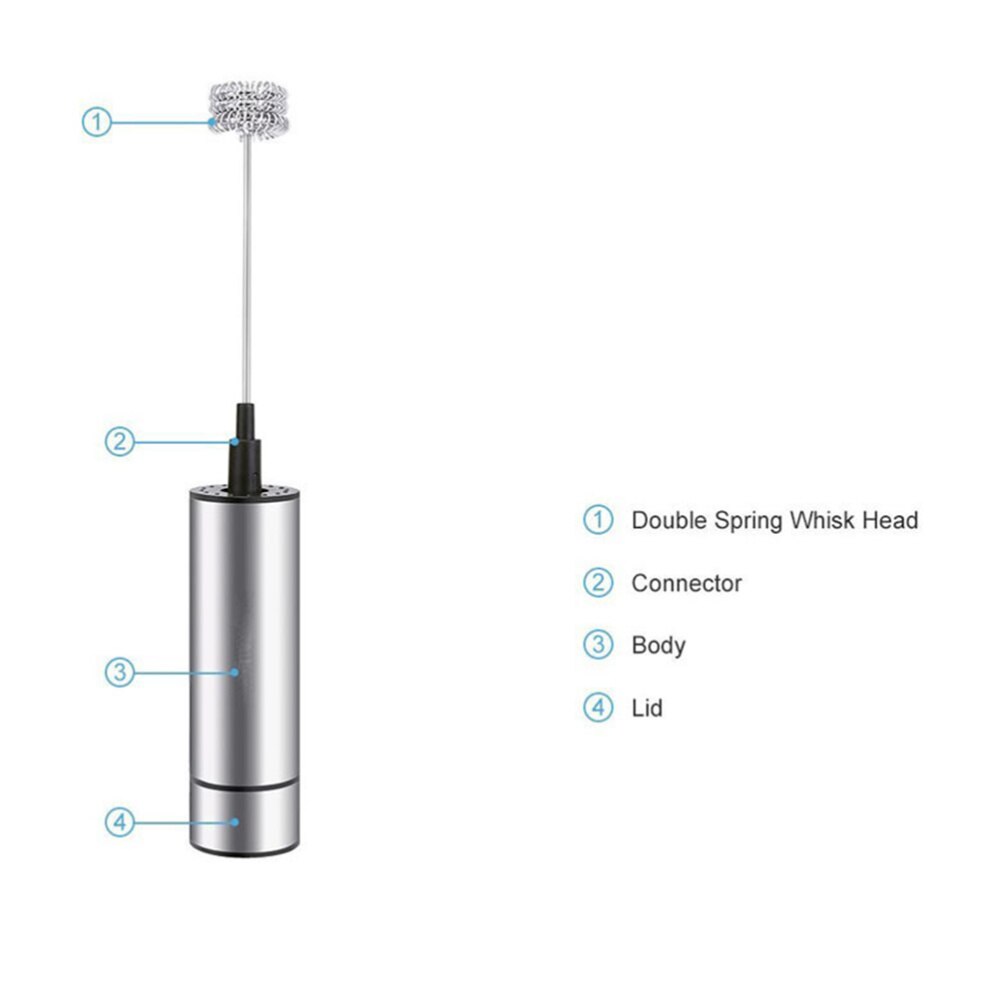 Espumador de leche eléctrico de acero inoxidable, tres capas, cables de resorte, mezclador de café Espresso manual, agitador de café sin batería para el Hogar C