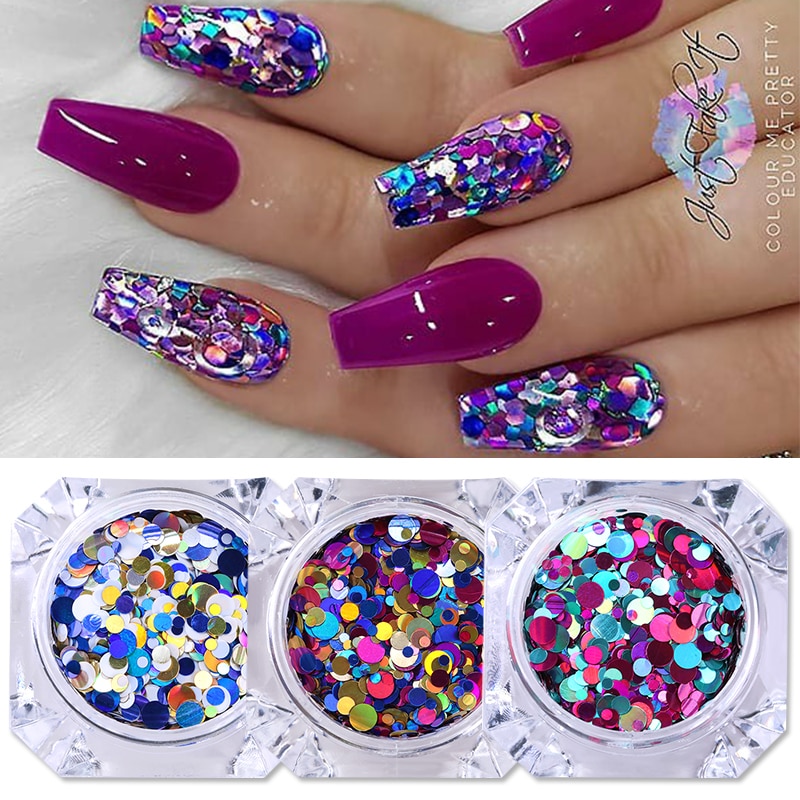 Holographiques ongles paillettes mélange étoile coeur rond flocons miroir irrégulière Paillette ultra-mince paillettes 3D Nail Art décoration