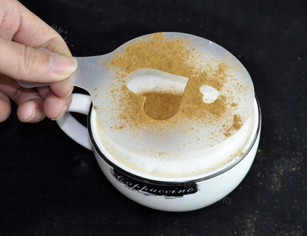 Matrice de dessin de café, modèle d&#39;impression fantaisie, Cappuccino en Spray, pochoirs à café, outils, plumeau Barista WFEU, 16 pièces