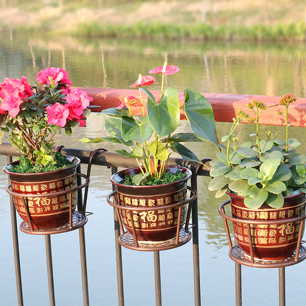 Flower Shelf Storage Rack Balcony Flower Stand Balcony Flower Rack Wall Hanging Green Dill Orchid Pot Iron Fence