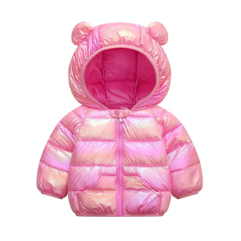 Winter kinder gewatteerde jas lichtgewicht casual gewatteerde jas voor middelgrote en kleine kinderen roze: Meneer / 90cm