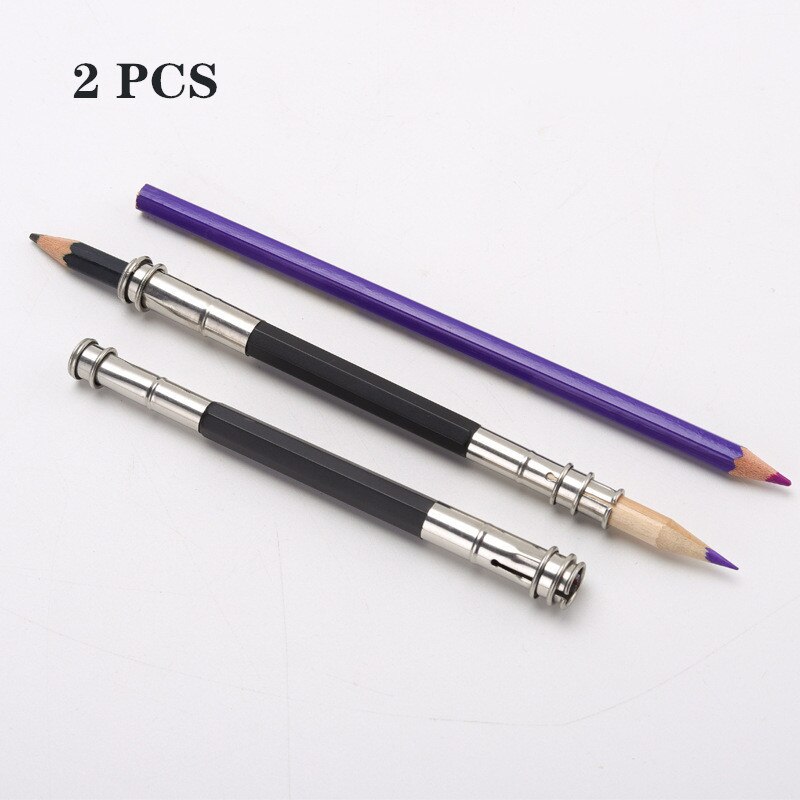 Double head metal pencil extender stainless steel pencil extender pencil receiver pencil case student pencil case: 2 Pcs