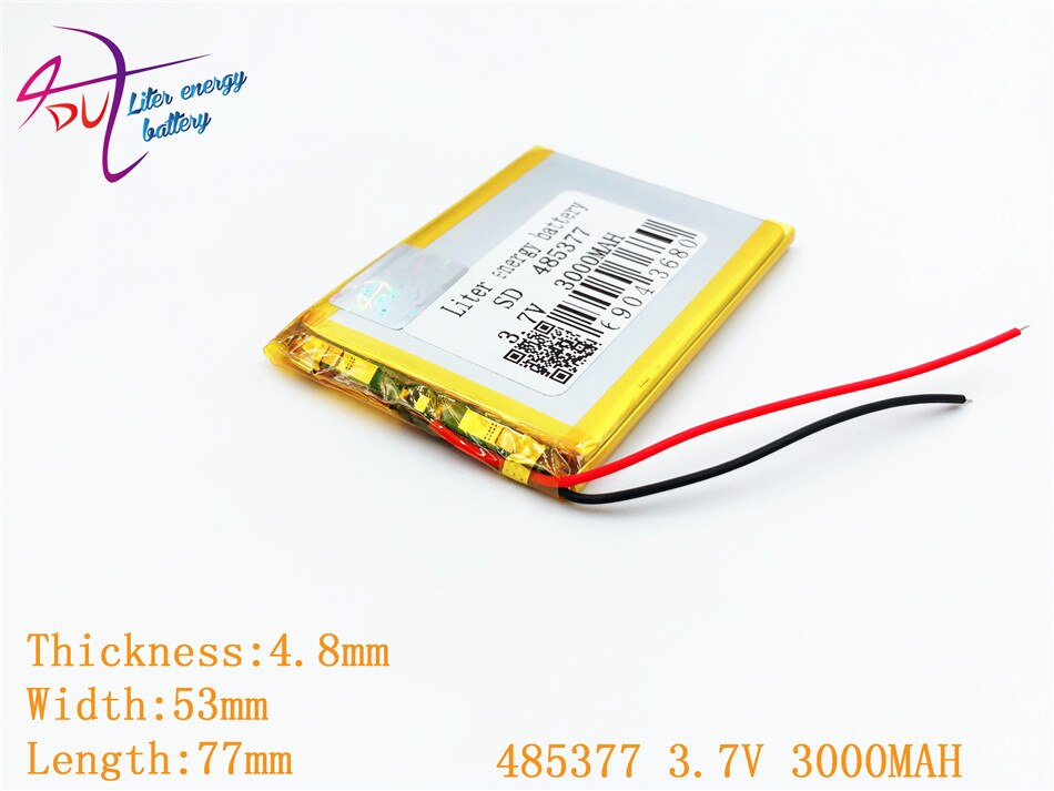 Batería de polímero de litio con Placa de protección para GPS, tableta PC, productos digitales, tamaño 485377, 3,7 V, 3000MAH, 505575