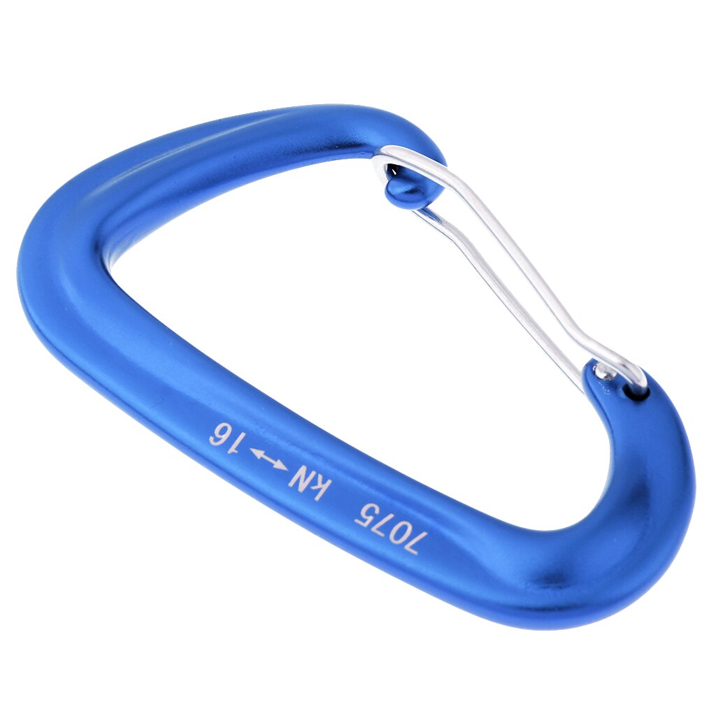 1 st 16kn aluminium wire gate hängmatta säkerhets karbinhake wiregate låsning d typ nyckelring spänne för räddning yoga camping vandring: Blå