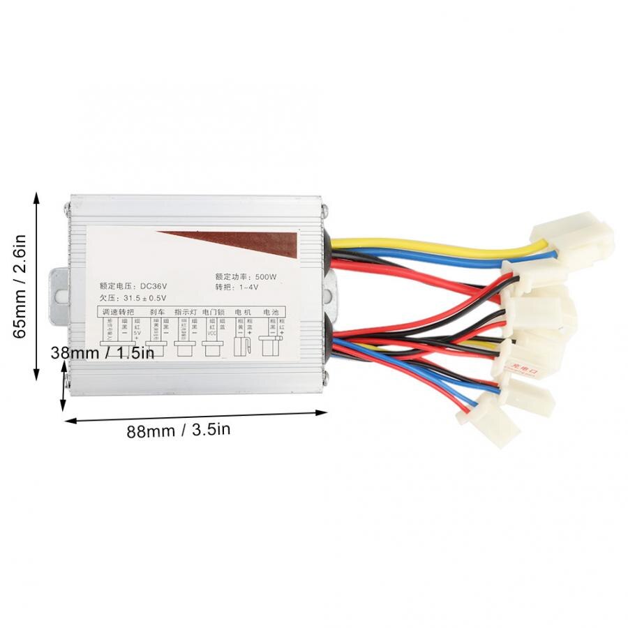 36V 500W Electric Motor Brush Speed Controller for Scooters Bicycles Tricycles Thumb Controller