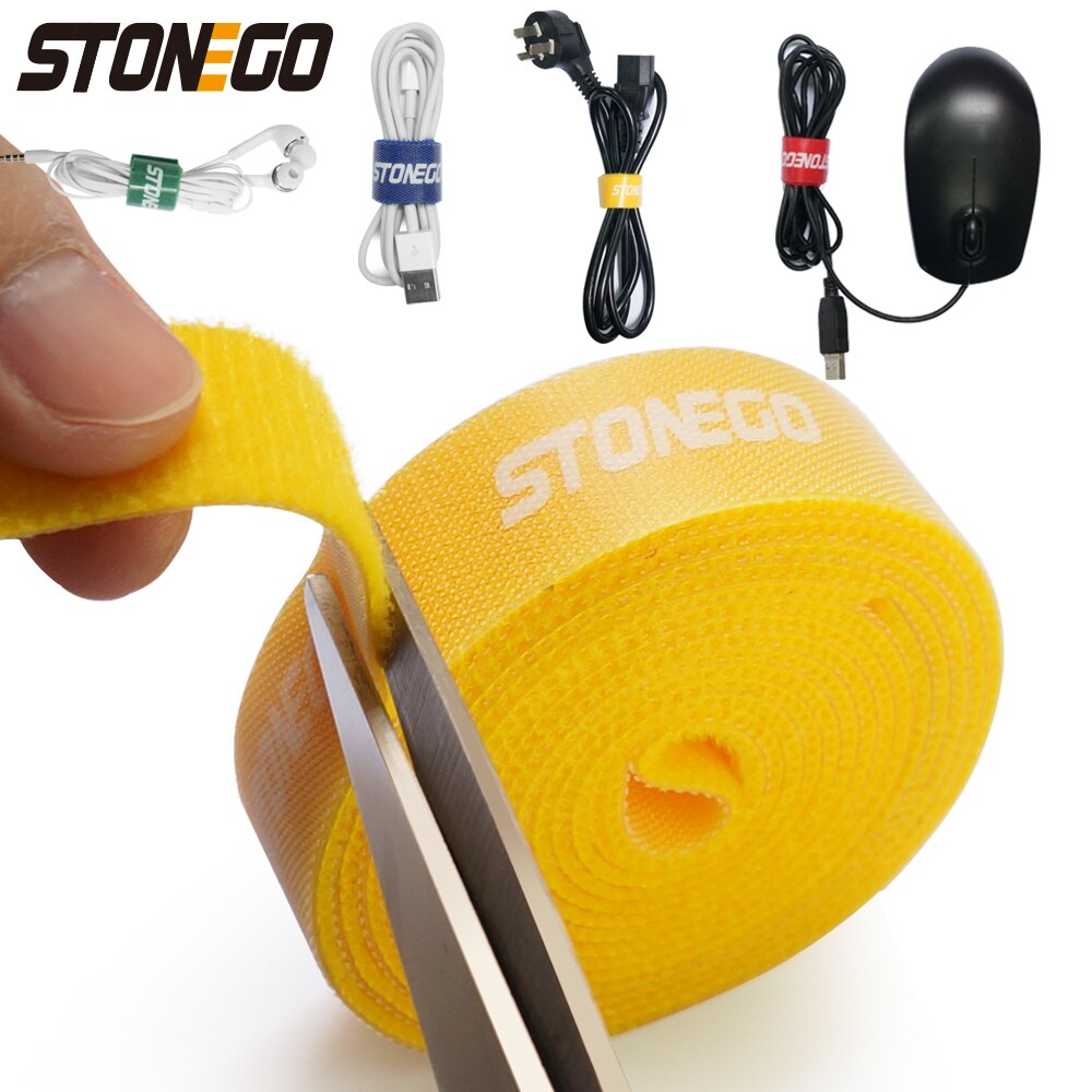 Stonego Usb Kabel Winder Kabel Organizer Ties Muis Draad Oortelefoon Houder Hdmi Cord Gratis Cut Management Telefoon Hoop Tape Protector: YELLOW