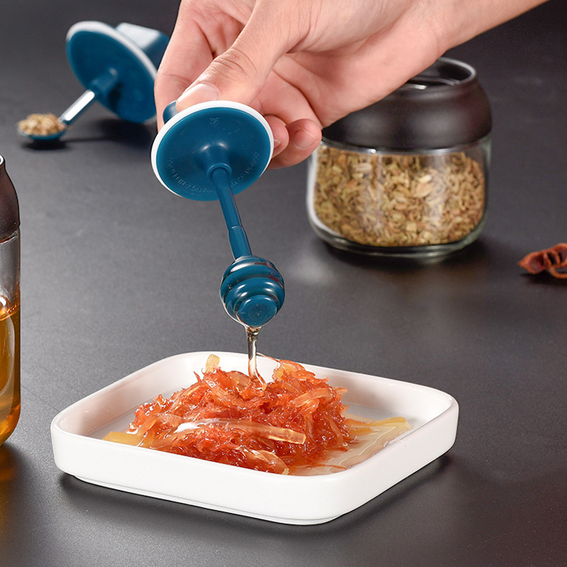 280ML Cover spoon integration honey glass Jar Spice Airtight Containers Condiment Salt Seasoning oil brush pot seasoning pot