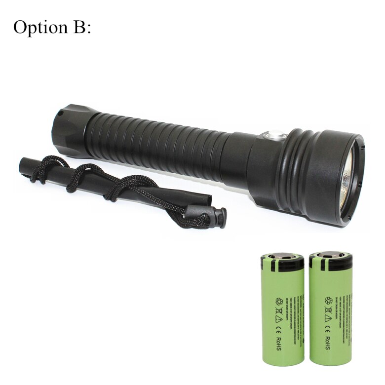 Xhp 70 dykkerlommelygte 4000lm undervandslygte xhp 70.2 led vandtæt lampe hvid/gult lys  + 26650 batteri + oplader: Pakke b