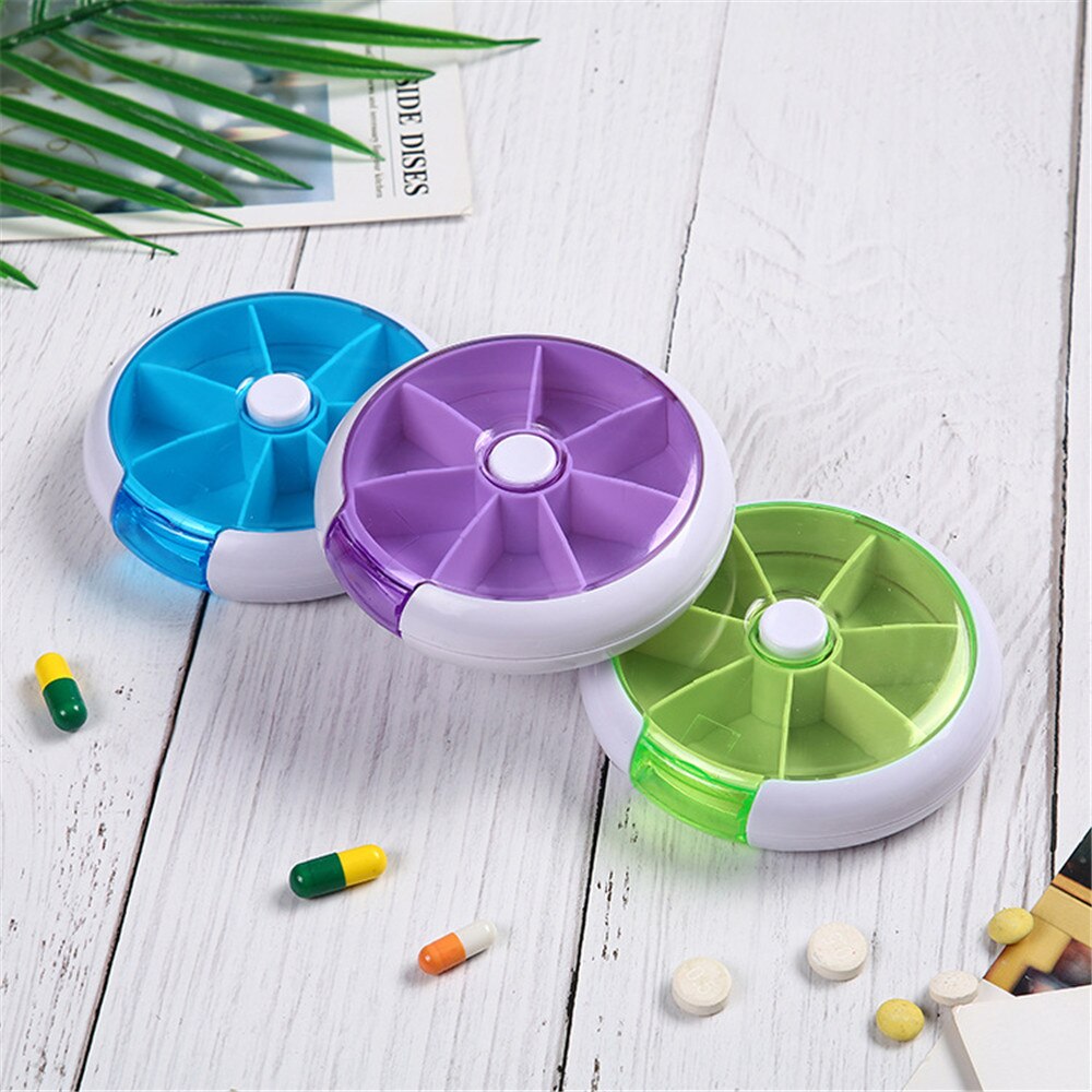 Roterende 7 Dagen Pil Container Citroen Pillendoosje Splitter Pil Organisator Geneeskunde Doos Reizen Dispenser Bunker Gezondheidszorg Gereedschap