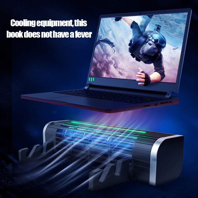 Base Notebook Cooler Laptop Cooling Pad Stand Speed RGB Adjustable Gaming For Laptop Tablet Phone Cooler Pad Holder Desk Fan