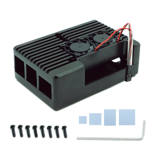 Dual Fans Raspberry Pi 4 Model B Aluminium Metal Case Met Super Twee Koelventilator Met Koellichamen Voor Raspberry pi 4: Default Title