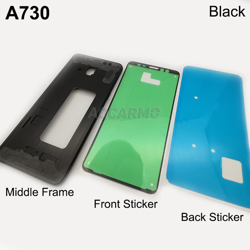 Aocarmo Mittleren Rahmen Vorne Lünette Rahmen Gehäbenutzen Mittleren rahmen Mit Kleber Für Samsung Galaxis A8 Plus A730 A730F: Schwarz