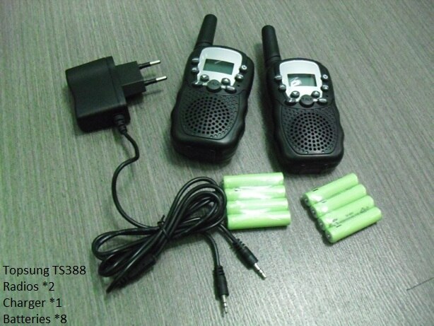 freundlicher walkie Talkie paar T388 PMR/FRS Radios VOX Talkie funkgeräte LED-taschenlampe 99 Privatgelände Code w/batterien ladegerät vox kopfhörer: E PMR
