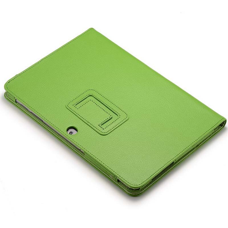 Voor Samsung Galaxy Tab 2 10.1 P5100 P5110 Tablet Case Litchi Patroon Lederen Pu Stand Folio Beschermende Huid Cover protector Film: green
