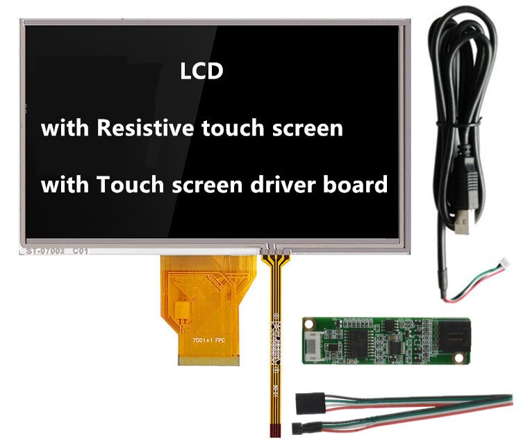 Pantalla táctil LCD de 7 pulgadas AT070TN90 V.1 AT070TN90 V.X 20000938-00, digitalizador capacitivo de resistencia con placa controladora: Style 3