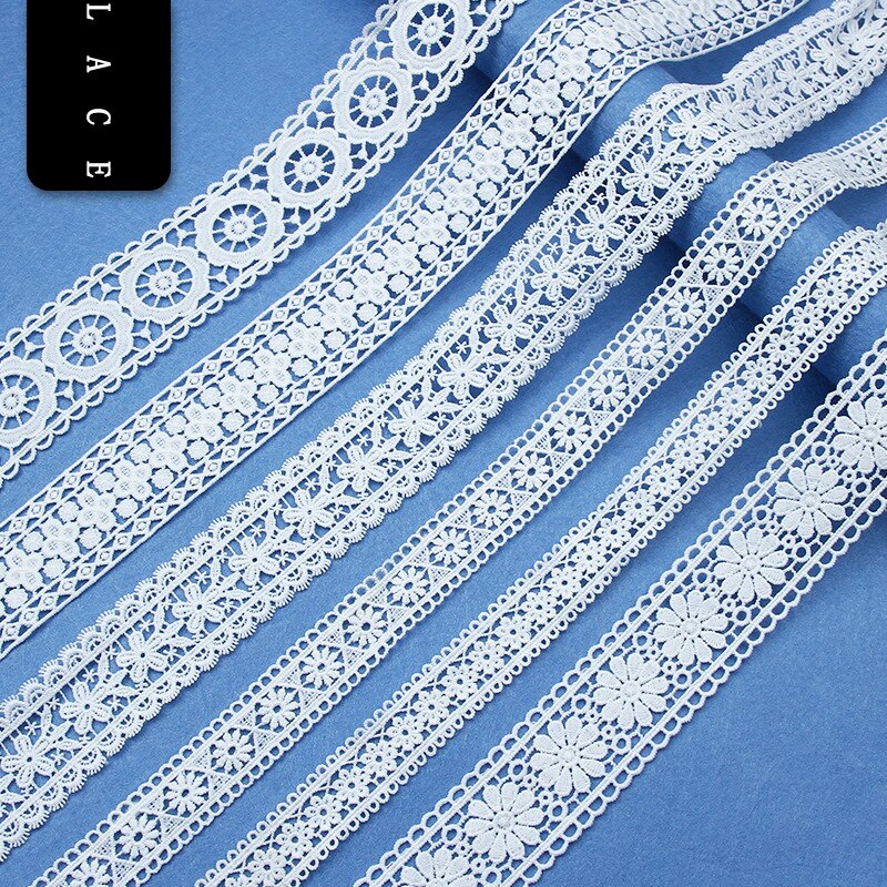 10 Yards Computer Embroidery Non-stretch Lace Hollow White Milk Silk Water-soluble Embroidery Barcode Lace Garment Accessories
