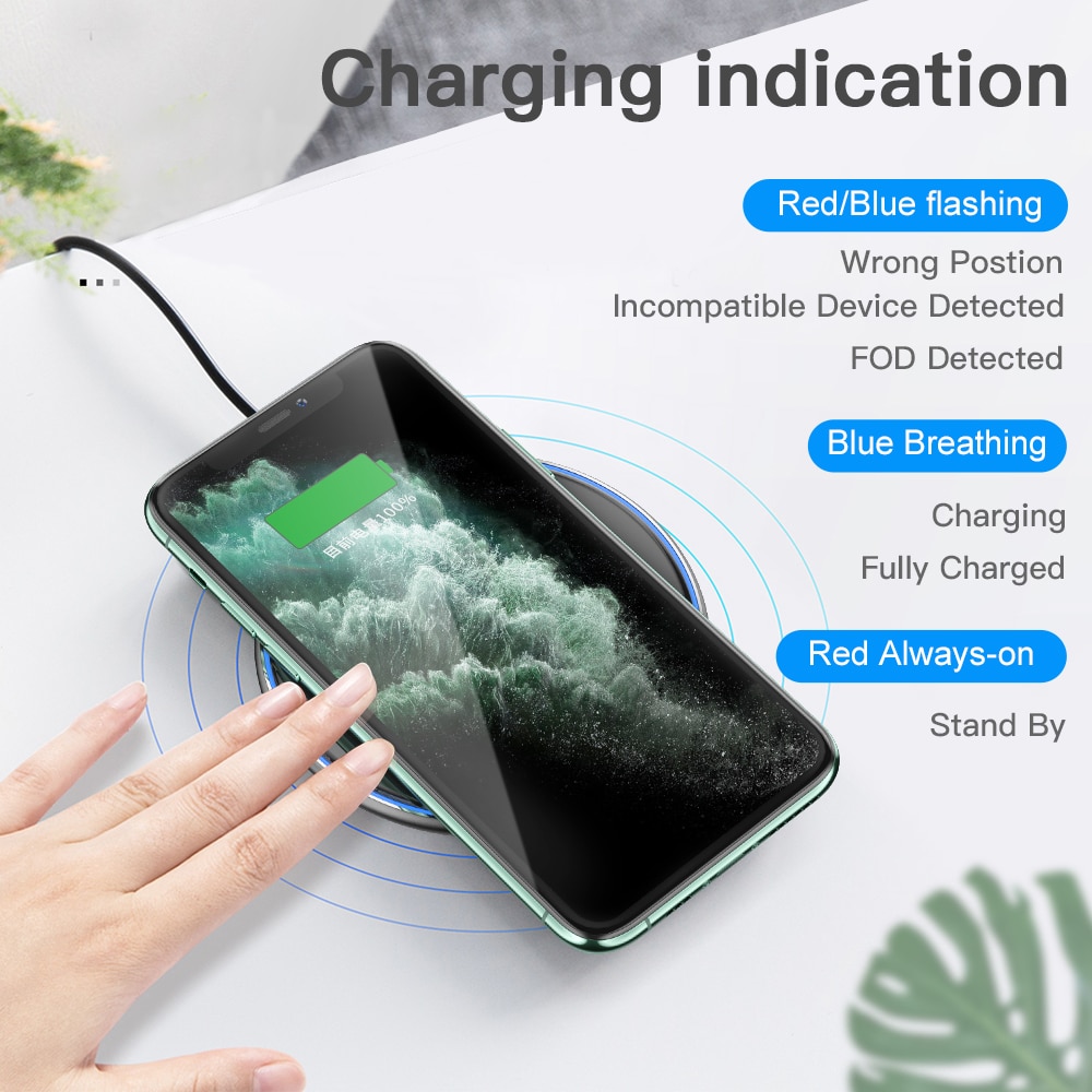 FDGAO 15W Fast Wireless Charger For Samsung Galaxy S21 S10 S9 Qi Induction Charging Pad for iPhone 13 12 11 Pro XS Max XR 8 Plus