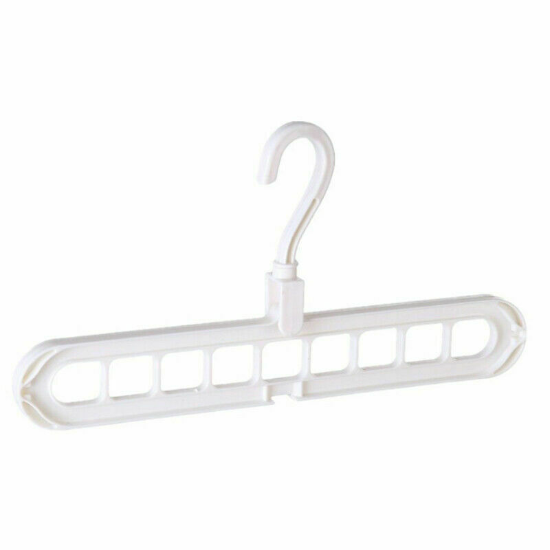 Magic Folding Hanger Rack Plastic Nine-hole Hanger Wardrobe Wonder Closet Bar Pants Clothes Coat Organizer Space Saver: white