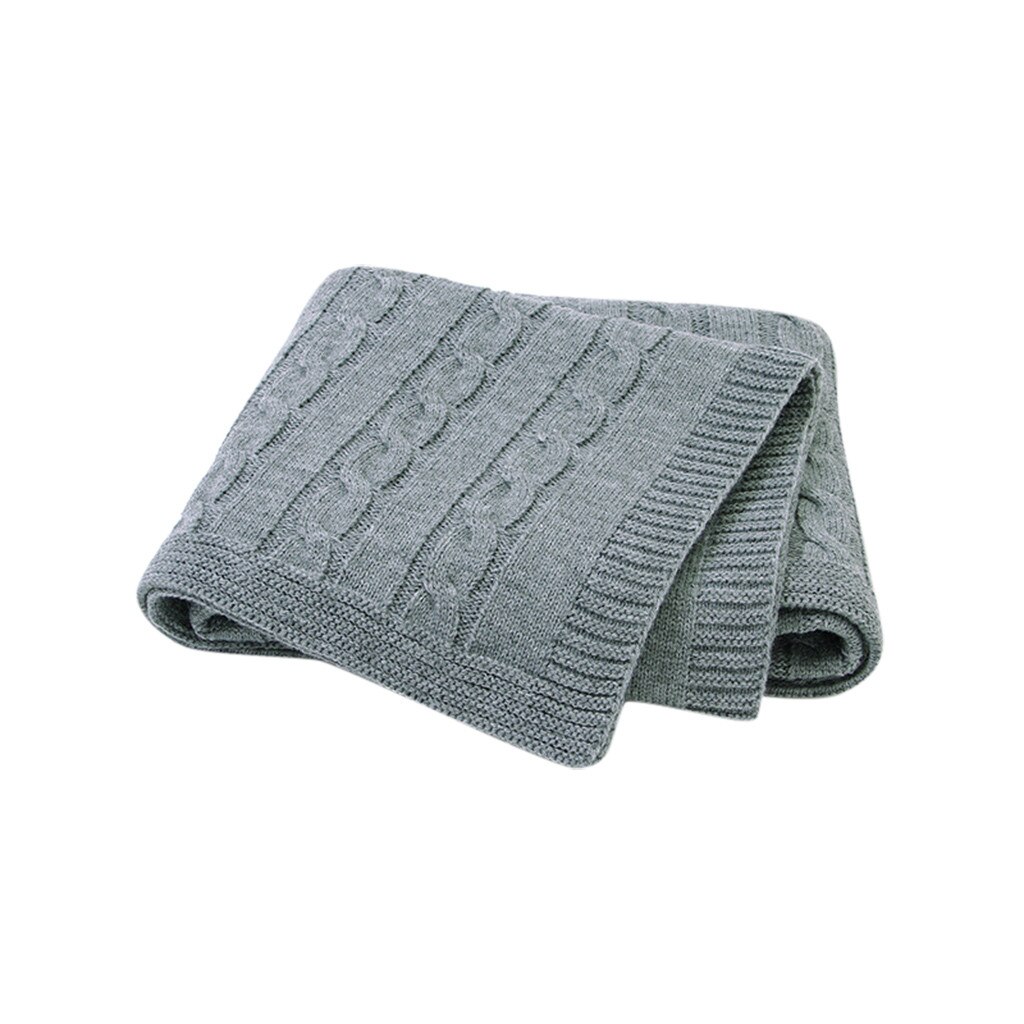 Baby Gebreide Pasgeboren Inbakeren Wrap Warm Medium Wegen Wandelwagen Dekens Zachte Baby Beddengoed Quilt Wrap Pasgeboren Knit Baby Inbakeren: Grijs