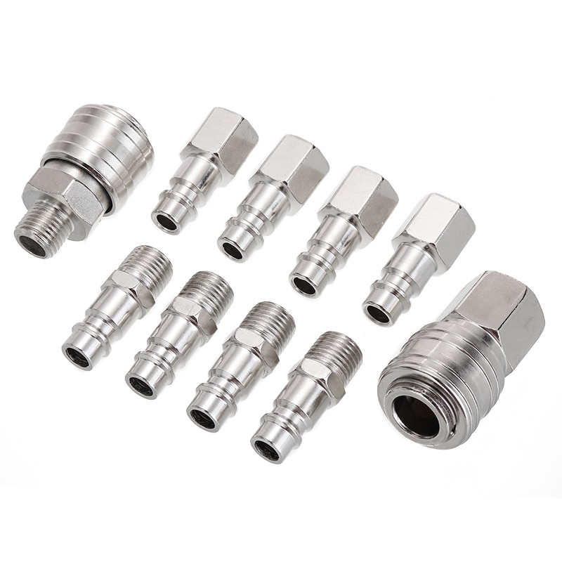 10pcs/set Quick Couplings BSP Air Line Fitting Euro 1/4&quot;Air Line Fitting Hose Compressor Fitting Connector For Pneumatic Tools