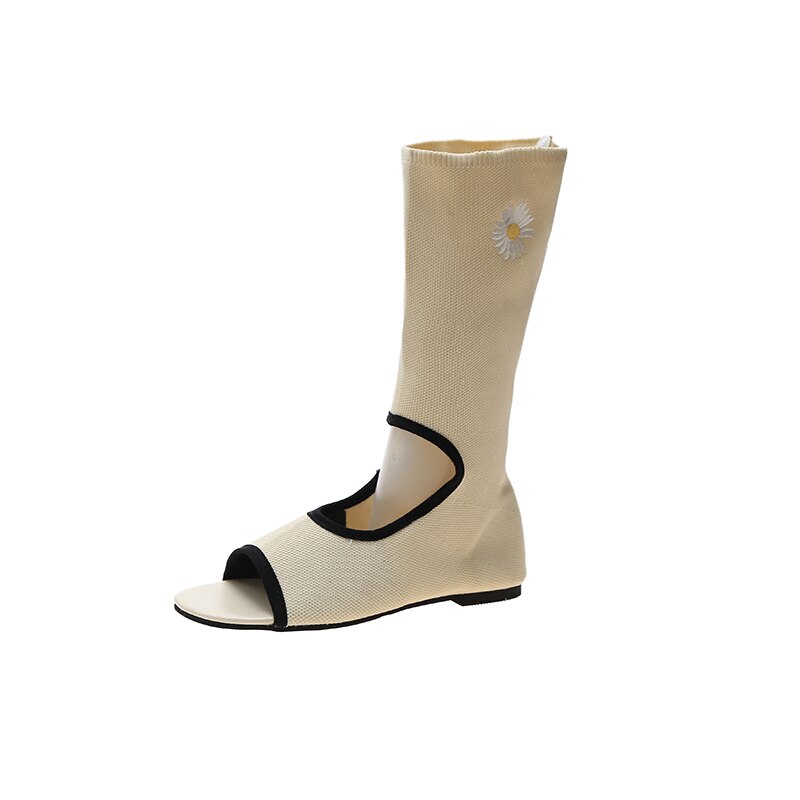 Sandalia feminina kvinner sandaler ankel fritidssko kvinne sandaler kvinnelig peep toe strandfest damesko zapatos mujer: Beige høy topp / 5.5