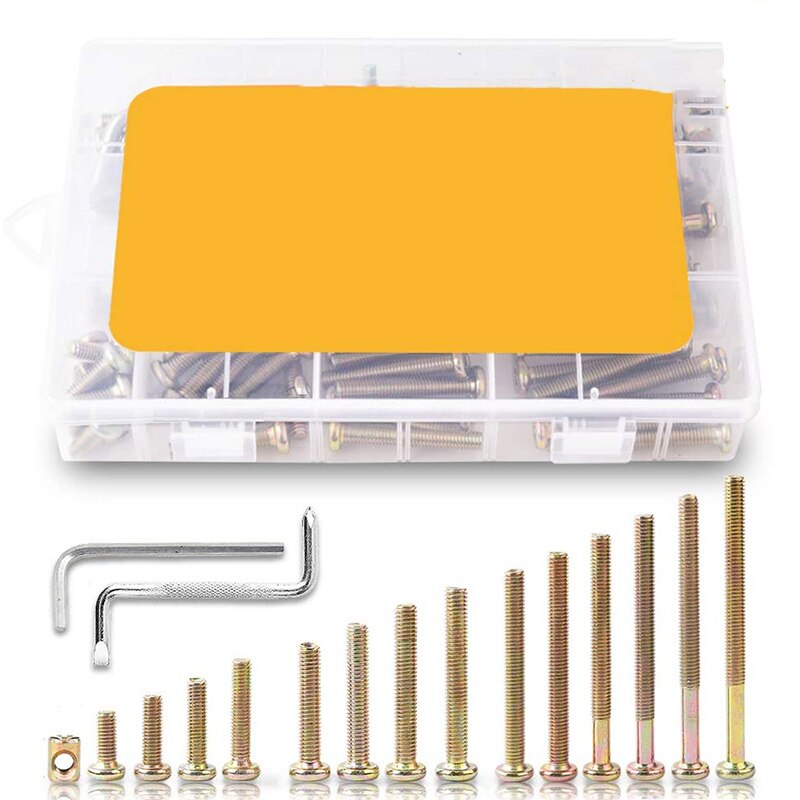 Vis de berceau boulons écrous Kit vis à tête hexagonale vis à tête cylindrique écrous pour berceau lit superposé meubles lit bébé, avec 2x clés: Default Title