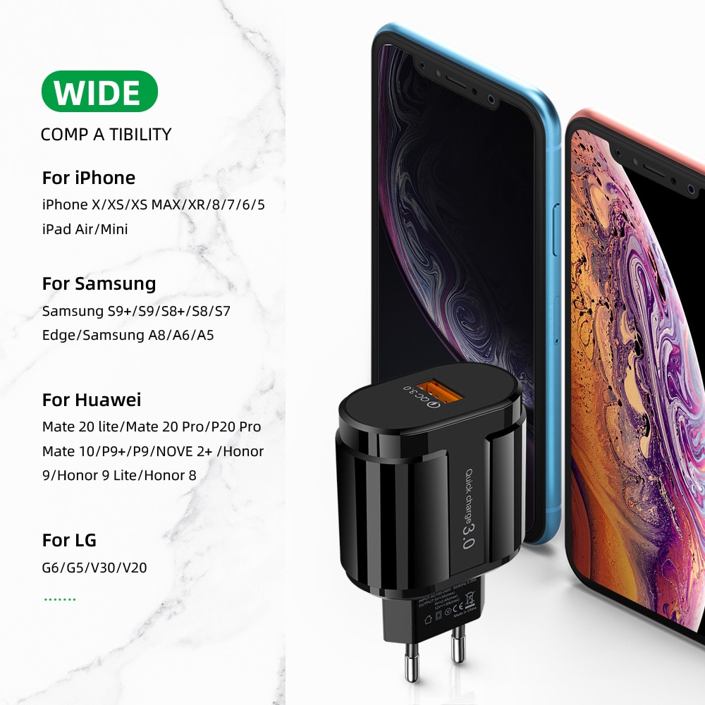 5V 3A Carica Rapida di CONTROLLO di qualità 3.0 USB STATI UNITI UE del Caricatore Universale Del Telefono Mobile caricatore della Parete del Caricatore Adattatore di Ricarica Veloce Per iPhone Samsung Xiaomi