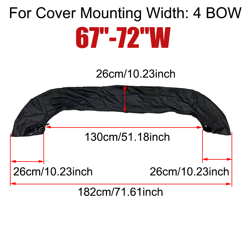 600D 3 BOW / 4BOW Bimini Top Boot Cover No Frame Boat Cover Waterproof Anti UV Boat Cover Dustproof Boat Accessories Black: Clear