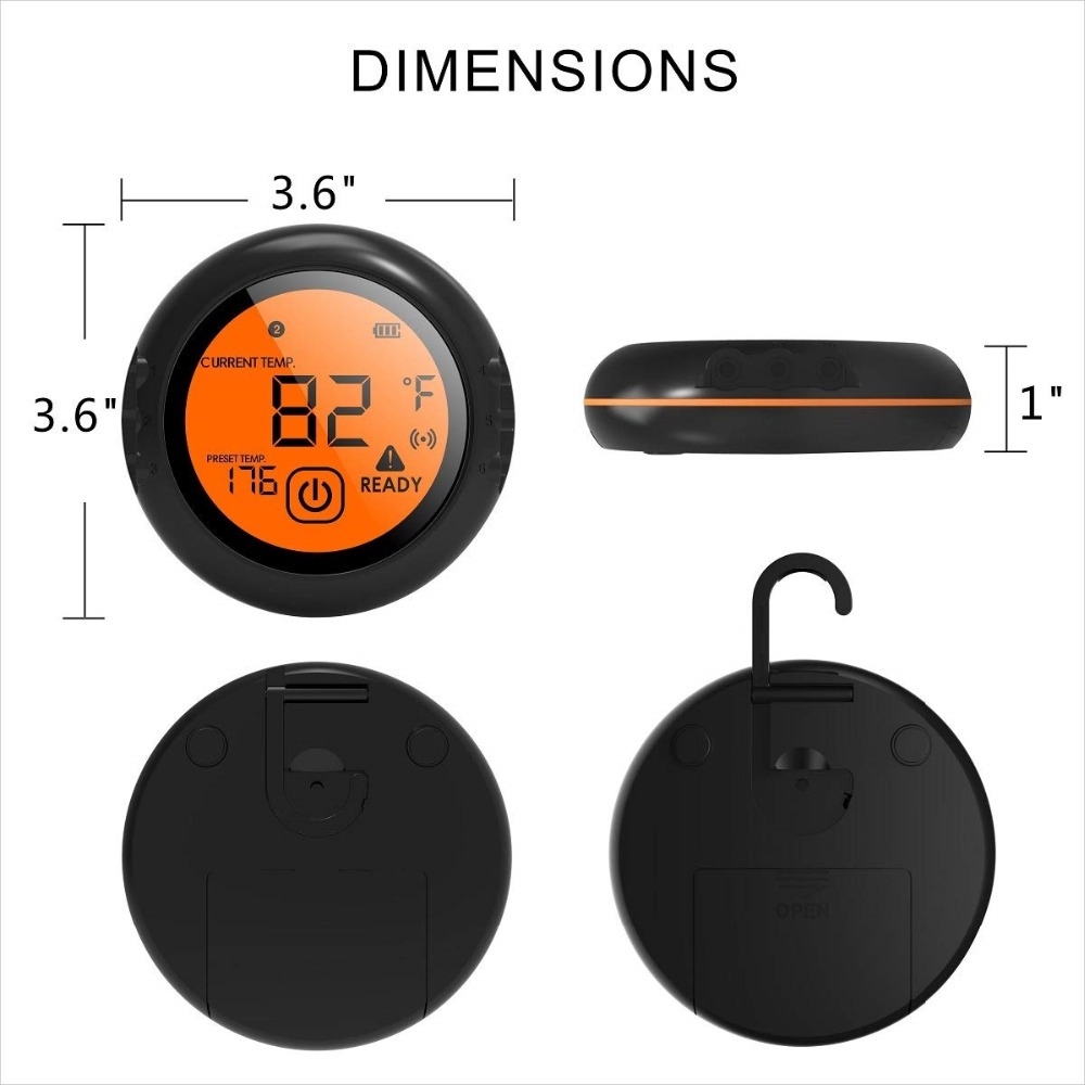 Meat Thermometer Wireless Bluetooth Oven Kitchen BBQ Grill Barbecue Food Cooking Smoker Thermometer Remote 6 Probes