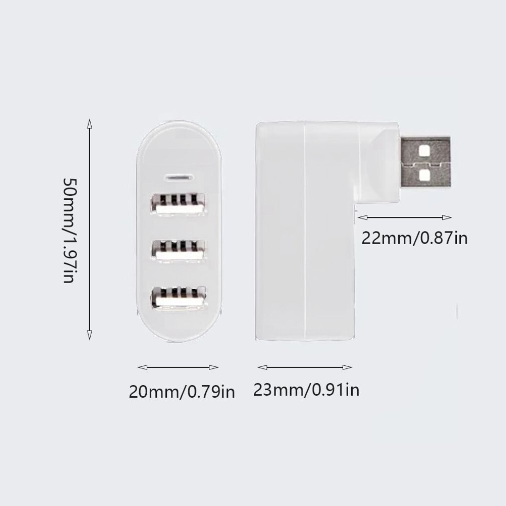Usb 2.0 drie-poorts hub 7- karakter roterende hub drie-poorts extender 3-- poorts hub geschikt voor windows voor mac: Wit