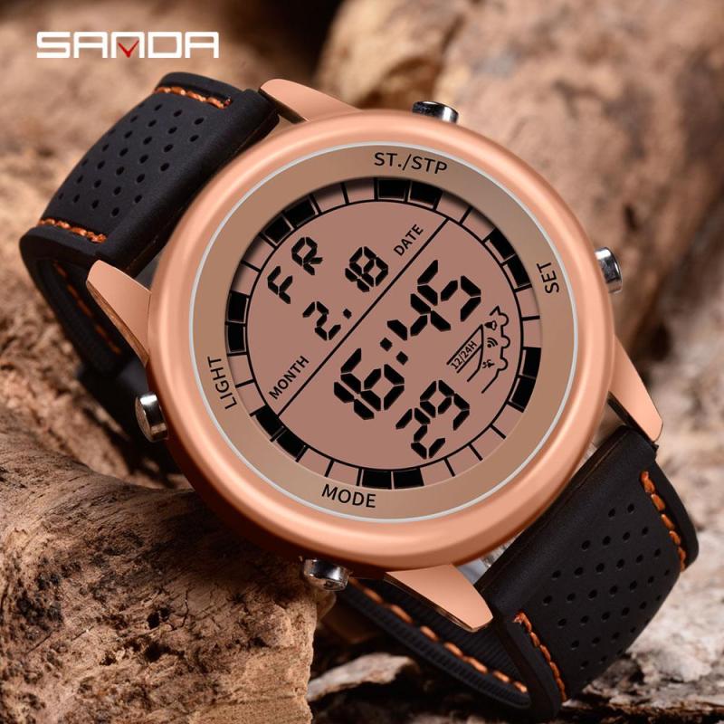 SANDA Sport Watch Men Digital Watch Alarm Chronograph Countdown LED Watches 50m Waterproof Wristwatch Clock Relogio digital