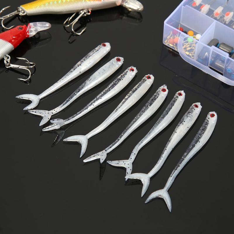 8pcs/lot Fishing Lures Soft Fish Fork Tail Fishing Lures Artificial 1.7g 8cm Bionic Baits multicolor Fishing