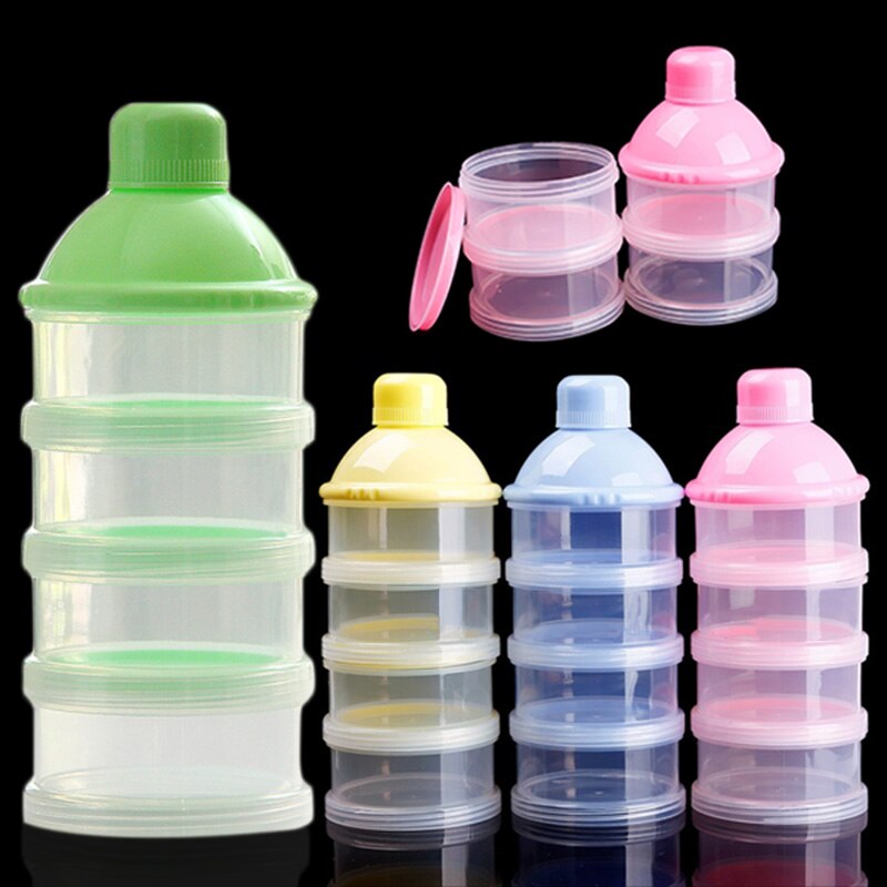 Draagbare Vier Lagen Baby Melkpoeder Container Pasgeboren Baby Feeding Fles Vochtwerende Snack Opbergdoos @