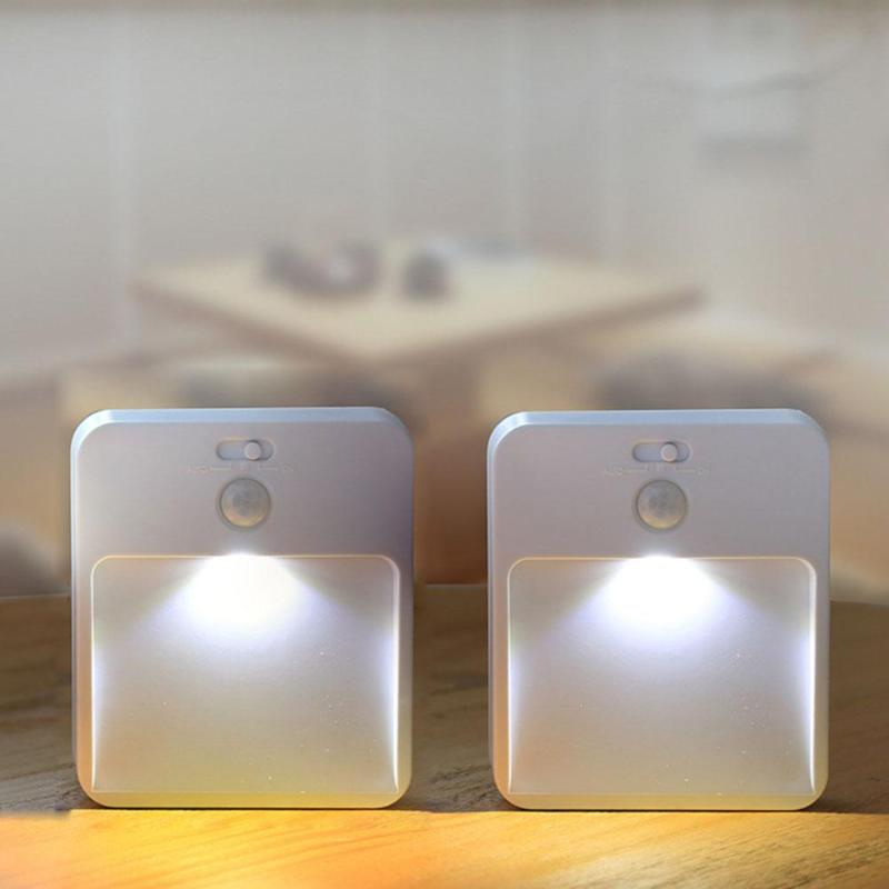 Ronde LED Night Lamp Plastic Lijm Menselijk Lichaam Inductie Sensor Babykamer Slaapkamer Home Gang Nood Wit Licht