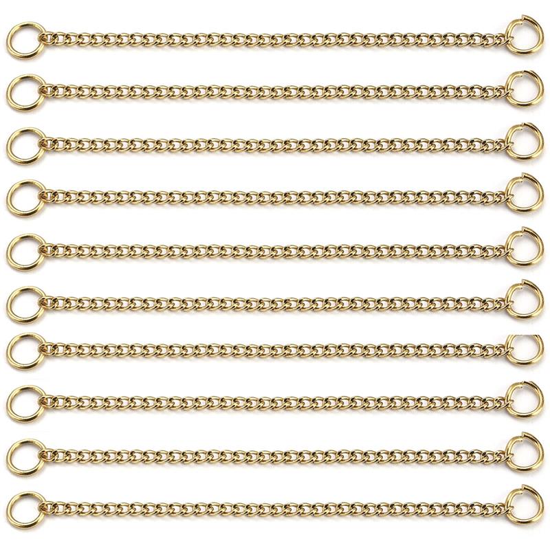 10 Uds. De cadena de extensión soldada de acero inoxidable de 3cm/5cm, collar dorado, extensor de pulsera, cadenas de cola para suministros de joyería DIY: Rosa
