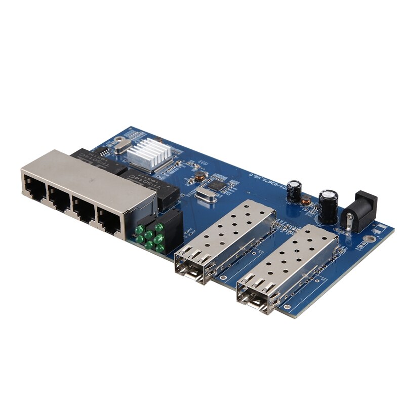 10/100/1000M 4 RJ45 UTP e 2 SFP In Fibra di Porta In Fibra Ottica Media Converter Gigabit Ethernet interruttore di Bordo PCBA