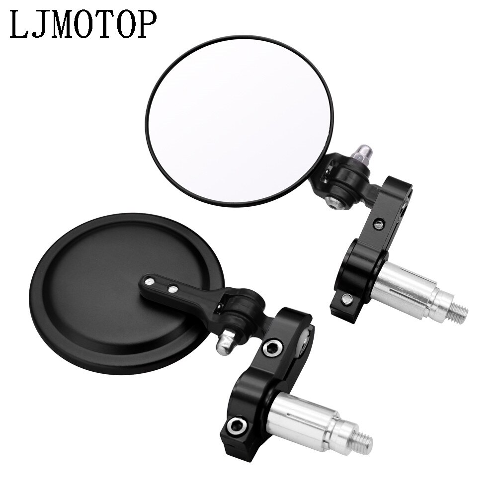 Universal Motorcycle Mirrors 3 Inch Round Folding Bar End Side Mirror for KTM 300XC 350SX-F 350XC-F 350XCF-W 350EXC-F 400XC-W: Black