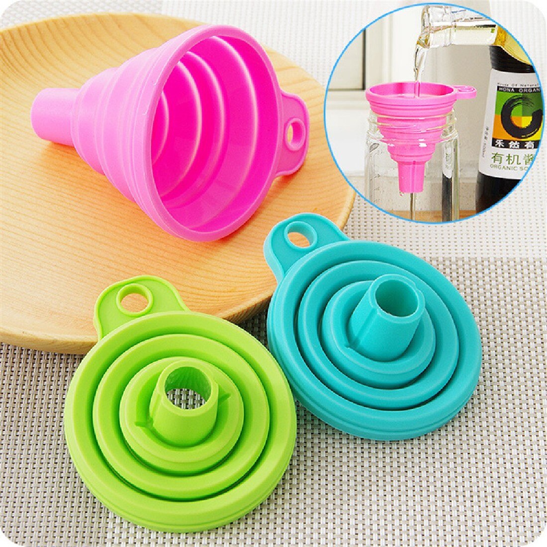 Útil embudo plegable tolva portátil Mini Gel de silicona plegable accesorios de cocina accesorios de utensilios para cocina Gadgets