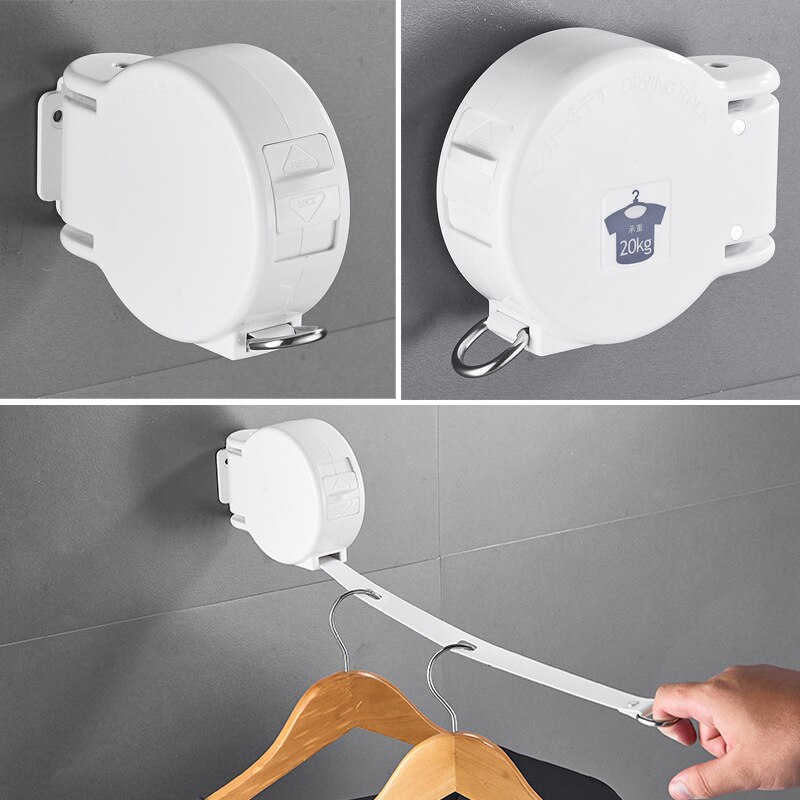 Onzichtbare waslijn voor binnen met ophanggat, uitschuifbaar waslijntouw, droogrek voor balkon, geen boren nodig